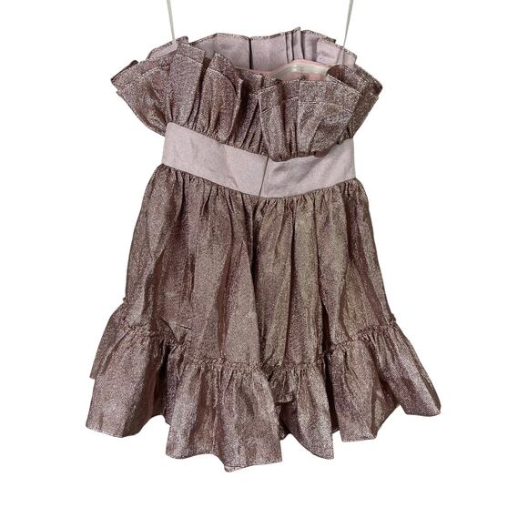 Katie May Sugars Mini Dress Strapless Ruffle Metallic Cocktail Party Wisteria M - Picture 7 of 12